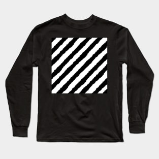 Diagonal Black Stripe Repeat Pattern Long Sleeve T-Shirt